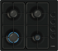 Bosch PBP6B6K60 Series 2 60cm 4 burner gas hob in Black enamel