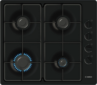 Bosch PBP6B6K60 Series 2 60cm 4 burner gas hob in Black enamel