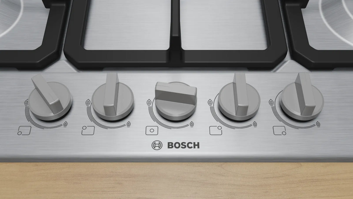 Bosch PGQ7B5K90 Series 4 75cm 5 burner gas hob with central wok burner in Stainless Steel