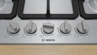 Bosch PGQ7B5K90 Series 4 75cm 5 burner gas hob with central wok burner in Stainless Steel