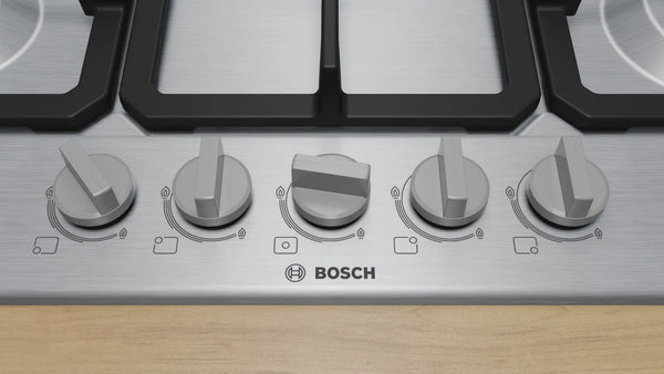 Bosch PGQ7B5K90 Series 4 75cm 5 burner gas hob with central wok burner in Stainless Steel