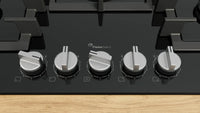 Bosch PPQ7A6I40 Series 6 75cm 5 burner gas hob with wok burner in Black tempered glass