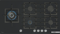 Bosch PPM9A6I40 Series 6 90cm 5 burner gas hob with wok burner in Black tempered glass