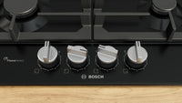 Bosch PCP6A6I90 Series 6 60cm 4 burner gas hob in Black enamel