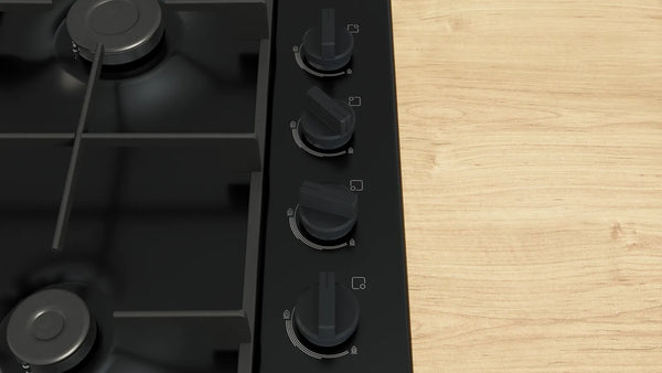 Bosch PBP6B6K60 Series 2 60cm 4 burner gas hob in Black enamel
