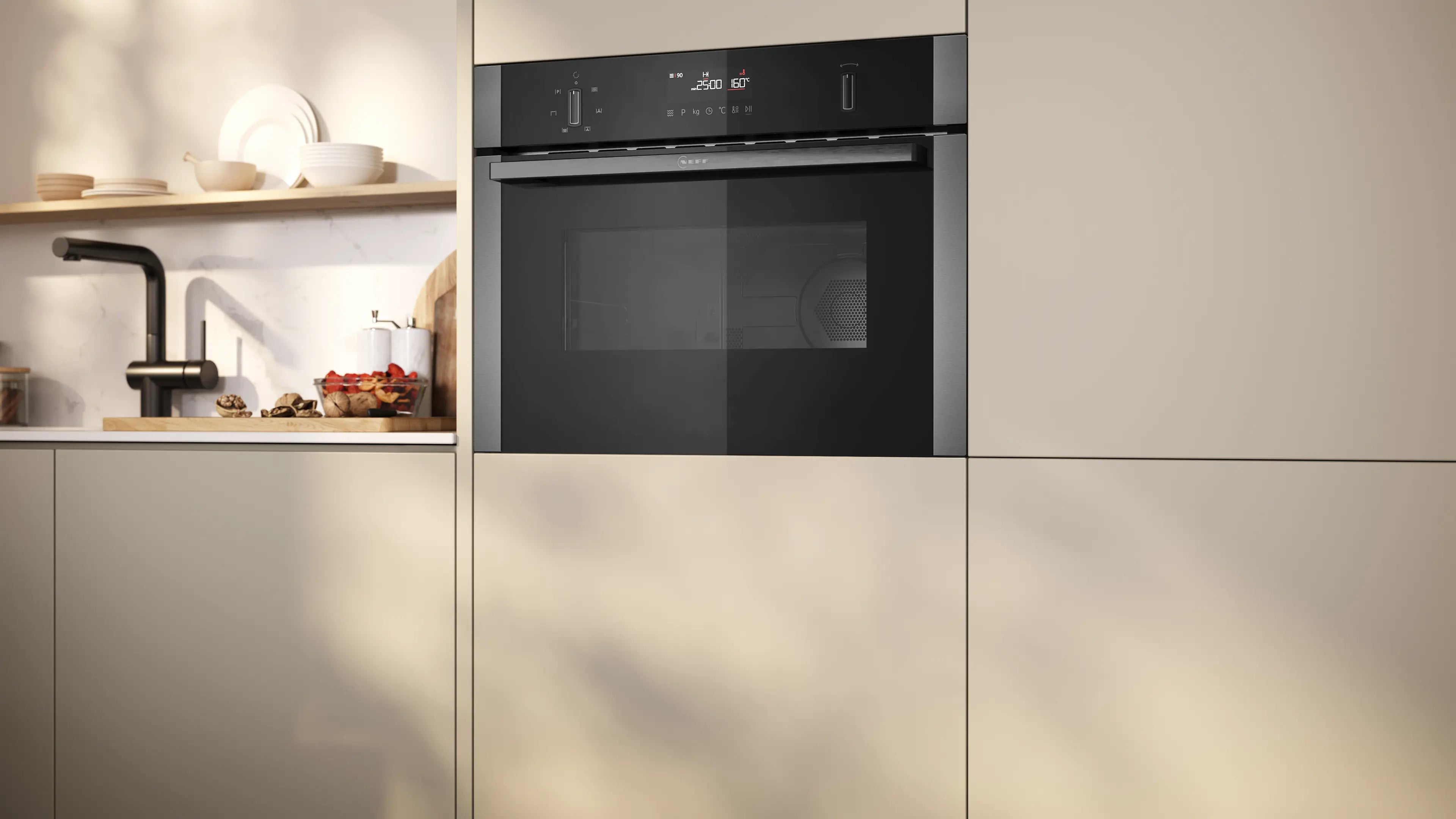 NEFF C1AMG84G1B N50 built-in microwave oven with hot air in Graphite-Grey