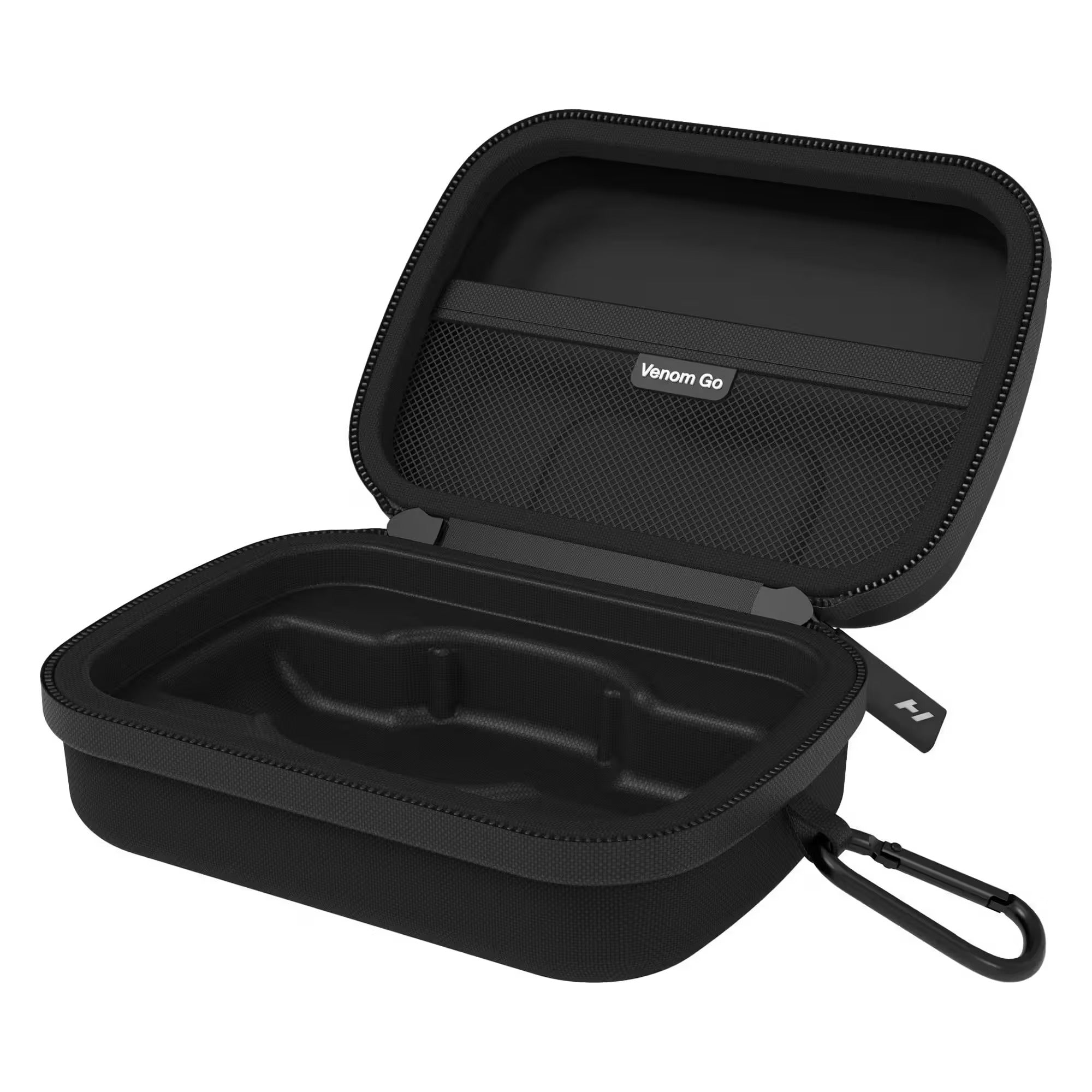 Hyperice Venom Go Carry Case, black, open interior detail
