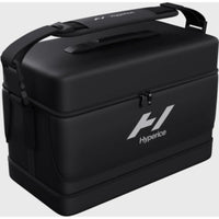 Hyperice Normatec Carry Case, black, closed exterior with carry handle and shoulder strap
