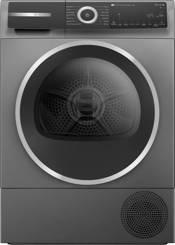 Bosch WQH246DRIE Series 6 9kg heat pump tumble dryer in Cast Iron Grey