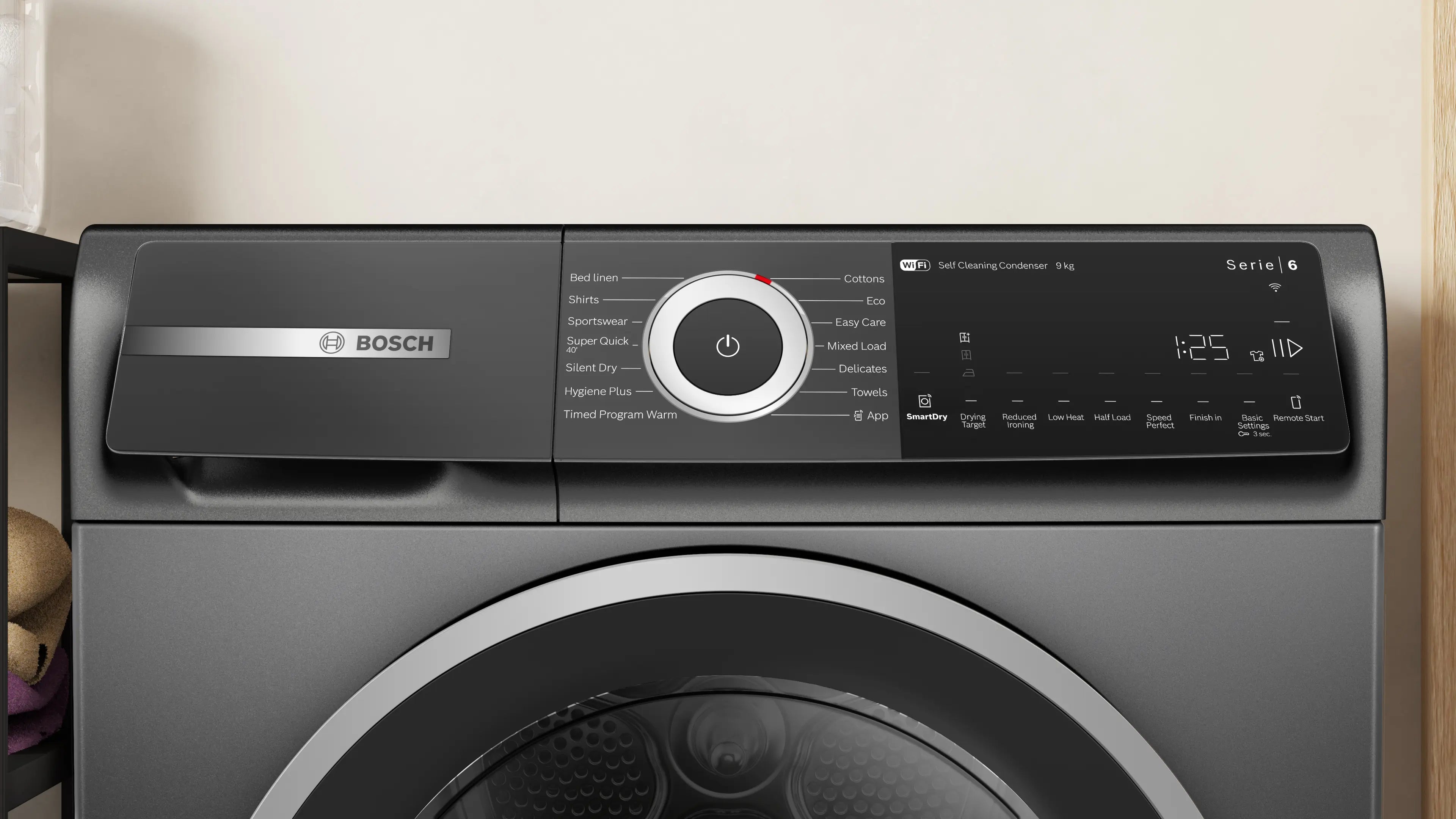 Bosch WQH246DRIE Series 6 9kg heat pump tumble dryer in Cast Iron Grey