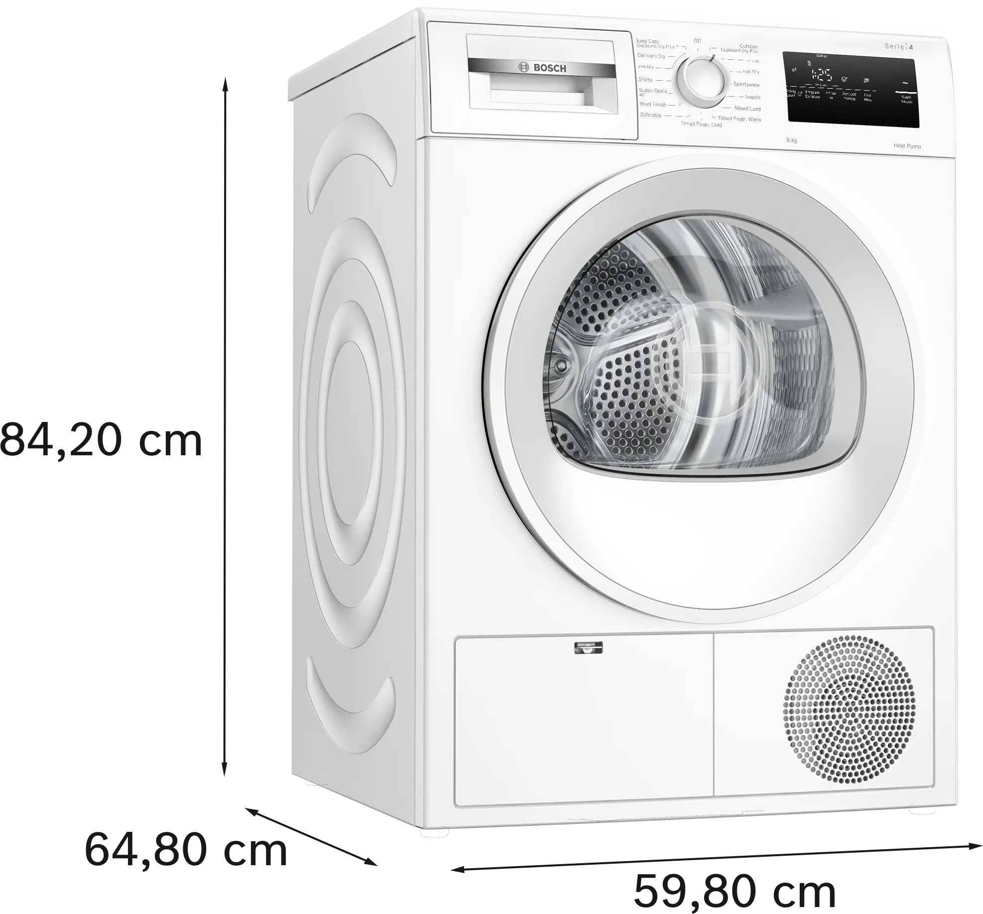 Bosch WTH85225IE Series 4 8kg heat pump tumble dryer in White