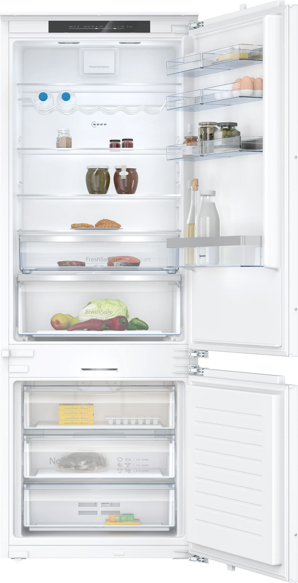 NEFF KB7966DD1G N70 built-in fridge freezer with freezer at bottom