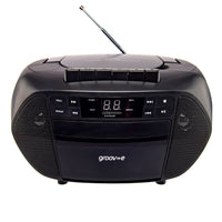 Groov-e Traditional Boombox CD Cassette and FM Radio Black - official product image