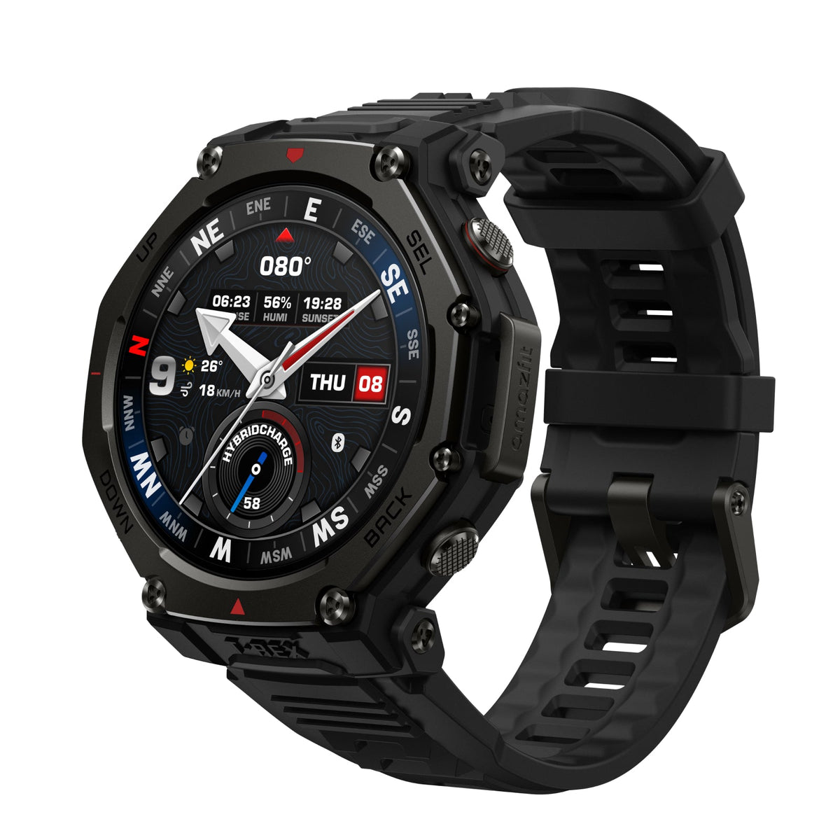 Amazfit T-Rex 3 Pro 48mm Smartwatch - Tactical Black - angled view