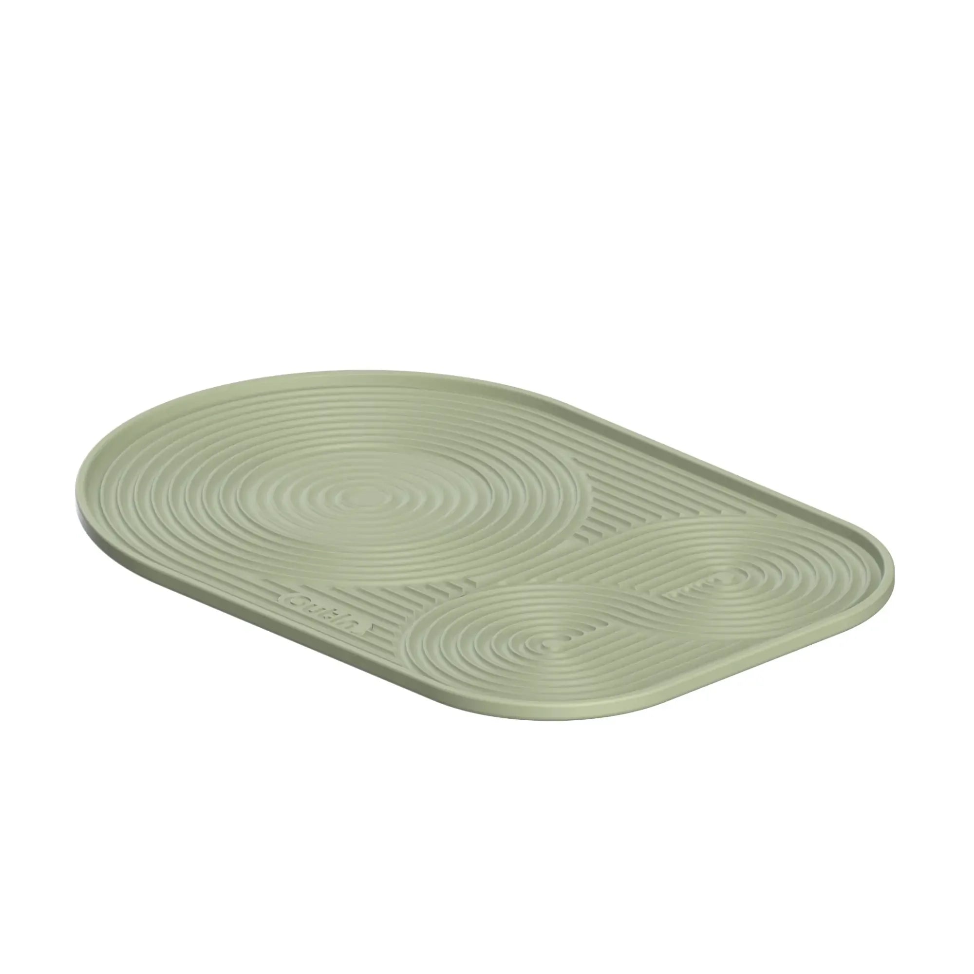 Outin Silicone Coffee Mat in green with geometric ridged surface