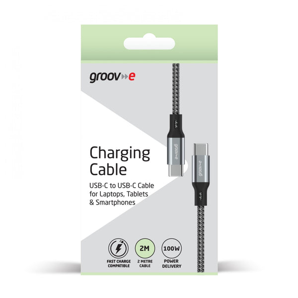 Groov-e 100W USB-C to USB-C Charging Cable 2m - official product image
