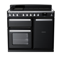Rangemaster Estel Deluxe 100cm Induction Range Cooker - Gloss Black with Chrome Trim | ESDL100EIPGBL/CM1