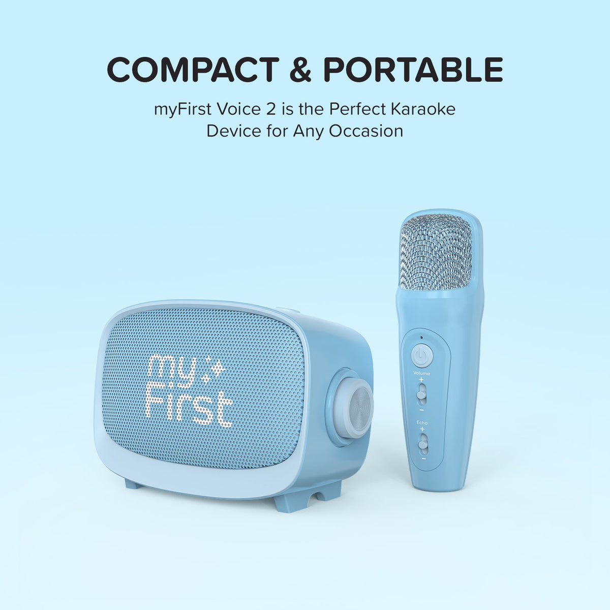 myFirst Voice 2 Kids Karaoke Speaker with Wireless Microphone - Blue - compact and portable