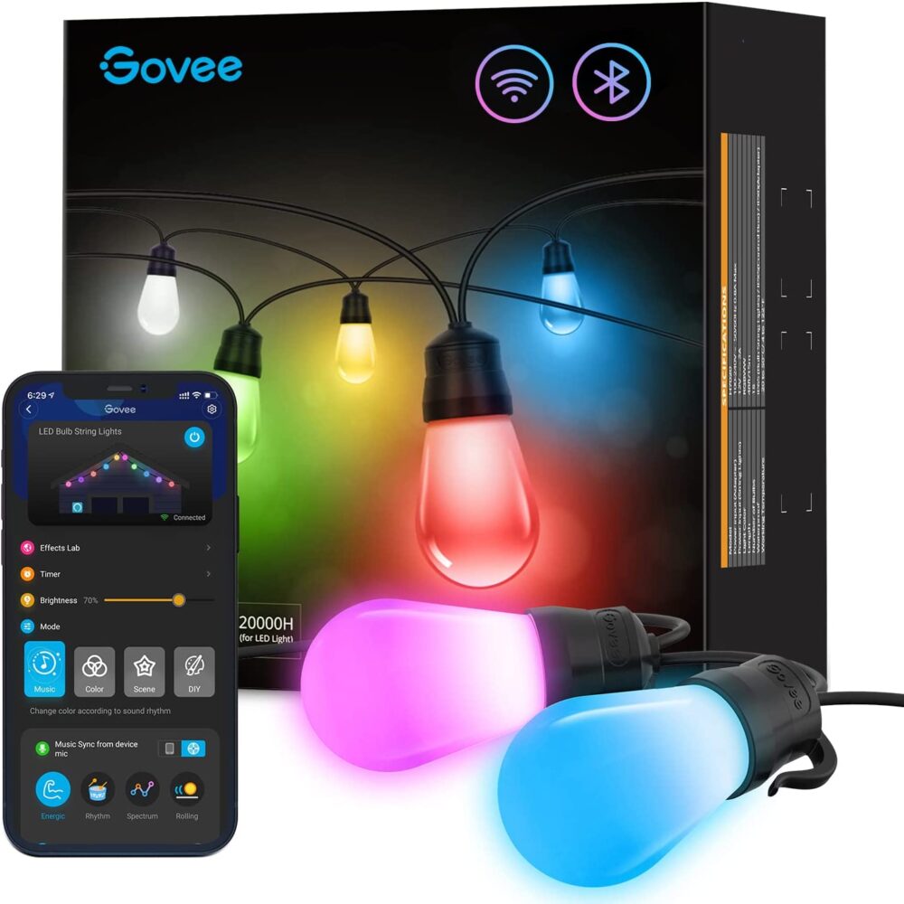 Govee Outdoor RGBIC Warm White String Lights 48ft product image
