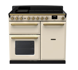 Rangemaster Estel Deluxe 100cm Induction Range Cooker - Pale Cream with Brass Trim | ESDL100EIPPCR/AB1