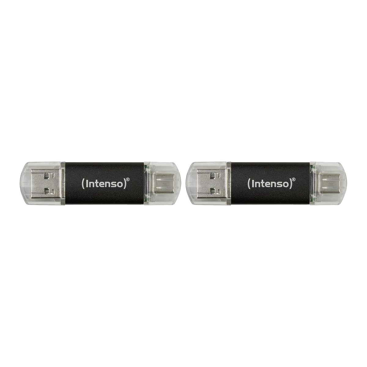 Intenso Twist Line 64GB USB 3.2 Dual Flash Drive, USB-C & USB-A - Anthracite - front view