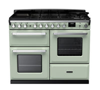 Rangemaster Estel Deluxe 110 Dual Fuel range cooker in Mint with Chrome trim