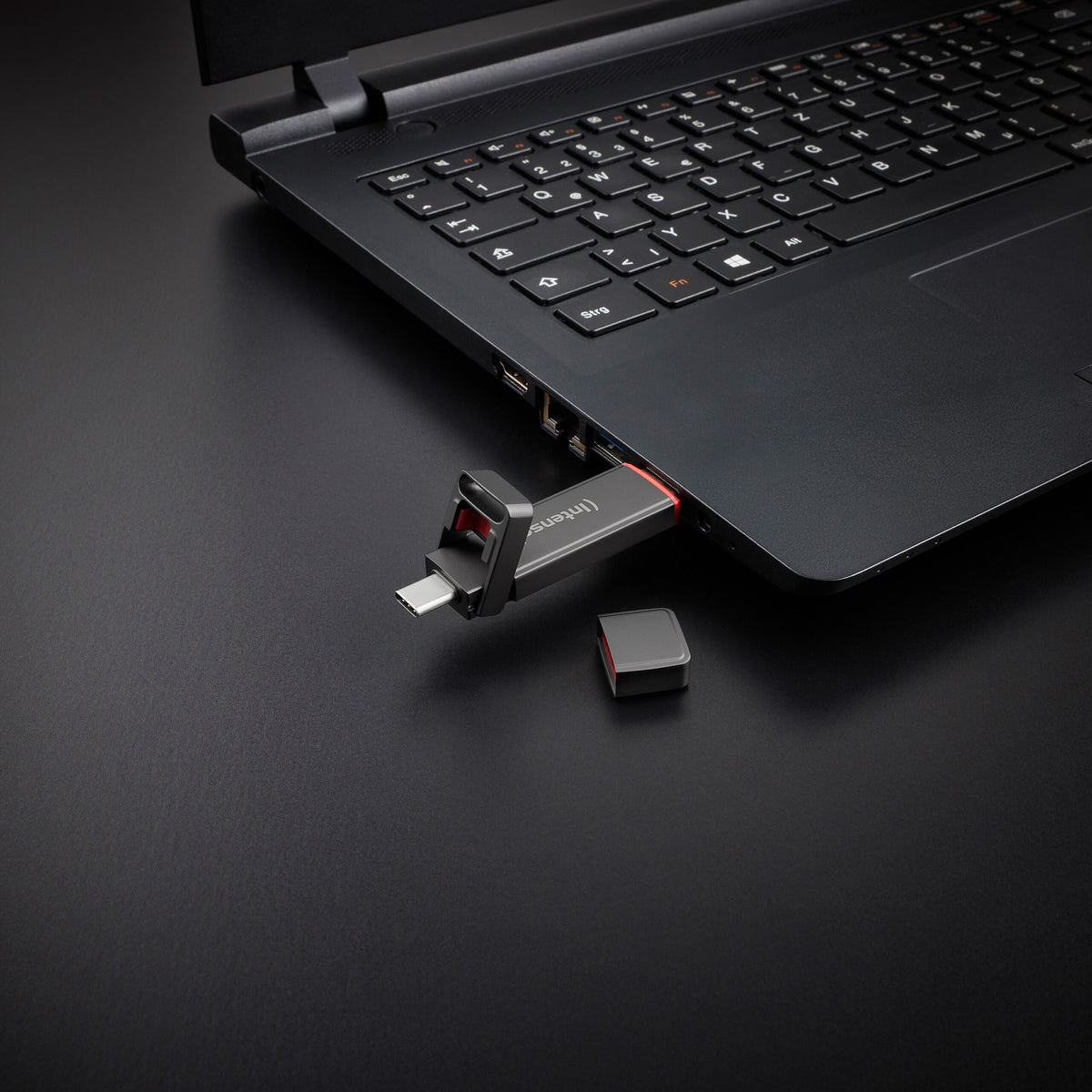 Intenso UX100 500GB External USB-SSD, USB-C & USB-A - Anthracite - view 4
