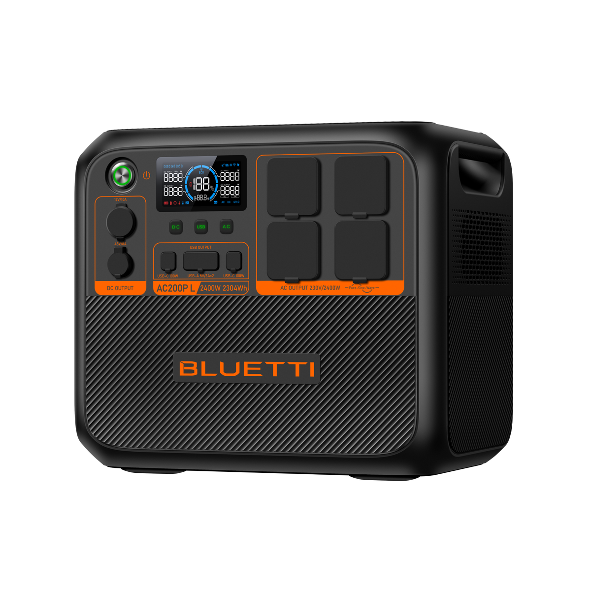 BLUETTI AC200PL 2,304Wh 2,400W Expandable Power Station - angled view