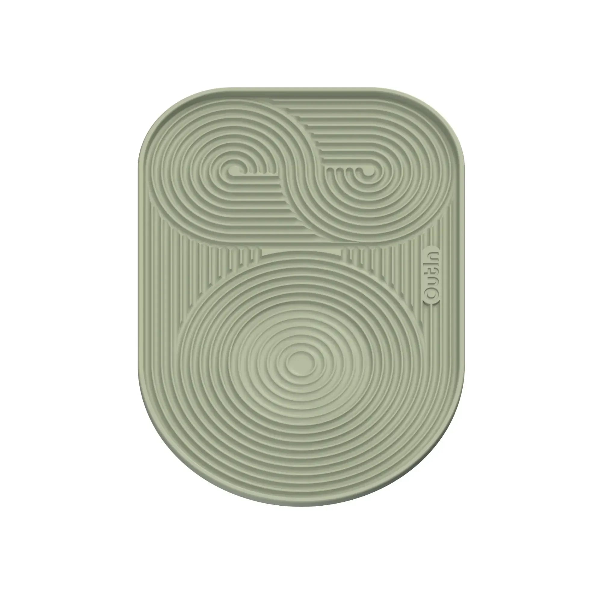 Outin Silicone Coffee Mat in green with geometric ridged surface