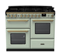 Rangemaster Estel Deluxe 110 Dual Fuel range cooker in Mint with Antique Brass trim