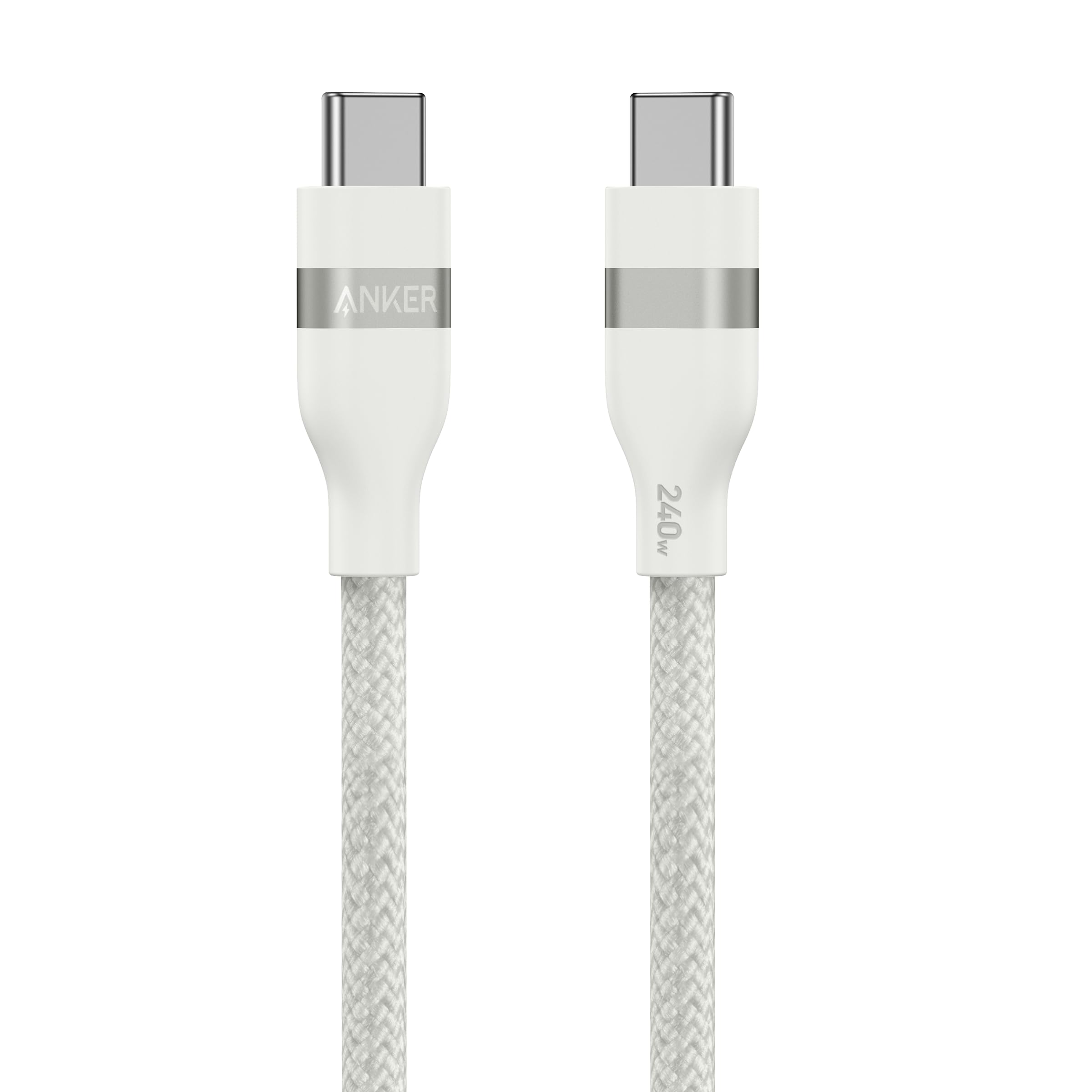 Anker 240W USB-C to USB-C 0.9m Upcycled-Braided Cable, White - official product image