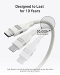 Anker 240W USB-C to USB-C 0.9m Upcycled-Braided Cable, White - official product image
