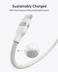 Anker 240W USB-C to USB-C 0.9m Upcycled-Braided Cable, White - official product image