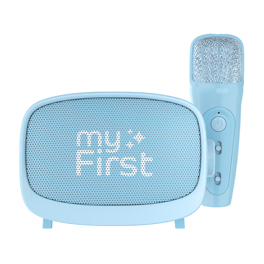 myFirst Voice 2 Kids Karaoke Speaker with Wireless Microphone - Blue - speaker and microphone