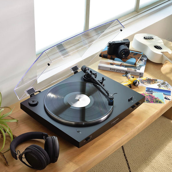 Audio-Technica AT-LP3XBT black turntable lifestyle view