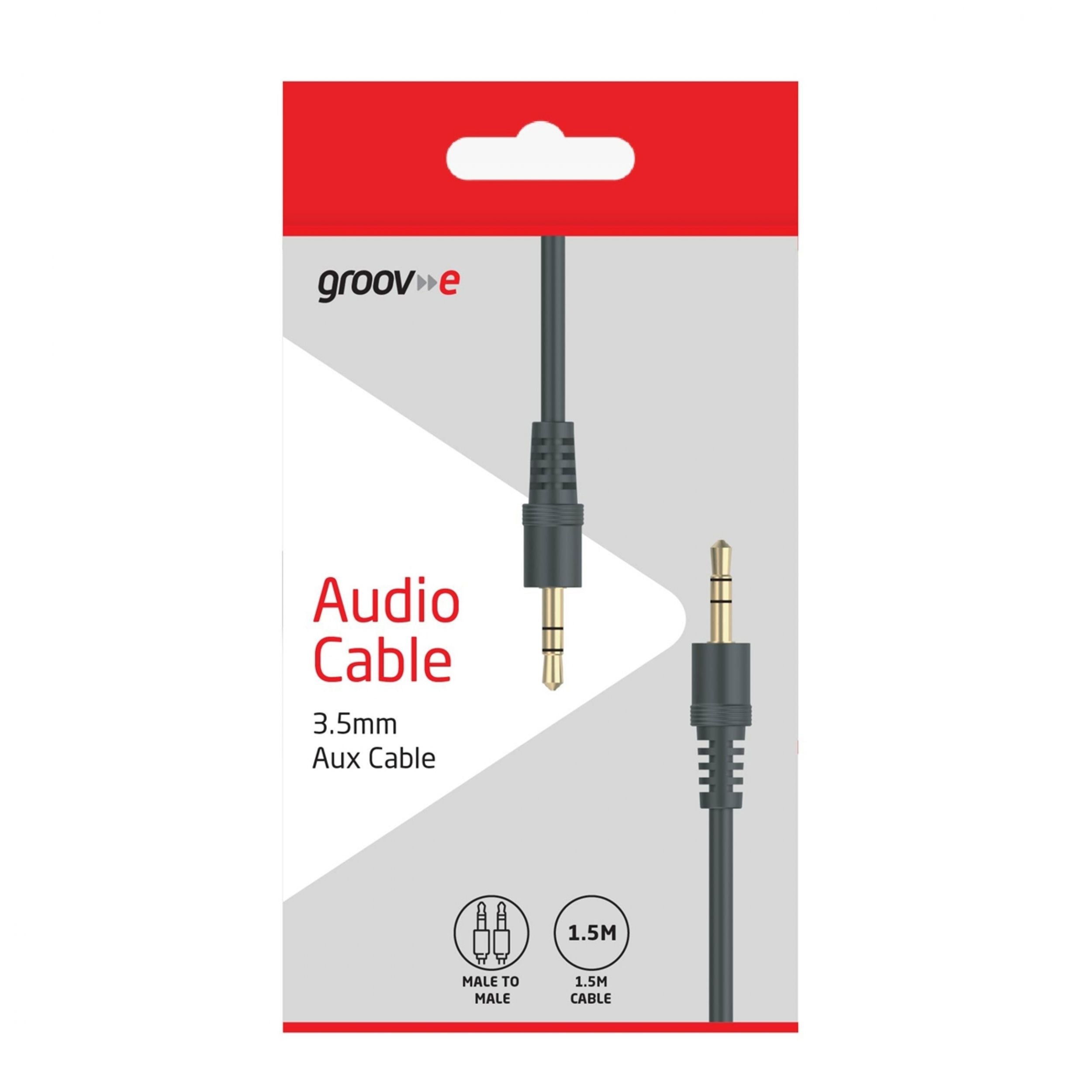 Groov-e 3.5mm AUX Cable 1.5m Black - official product image