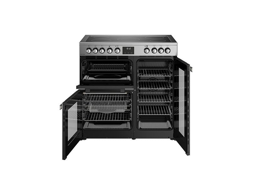 Belling Cookcentre 90E 90cm Ceramic Range Cooker - Stainless Steel - hob detail