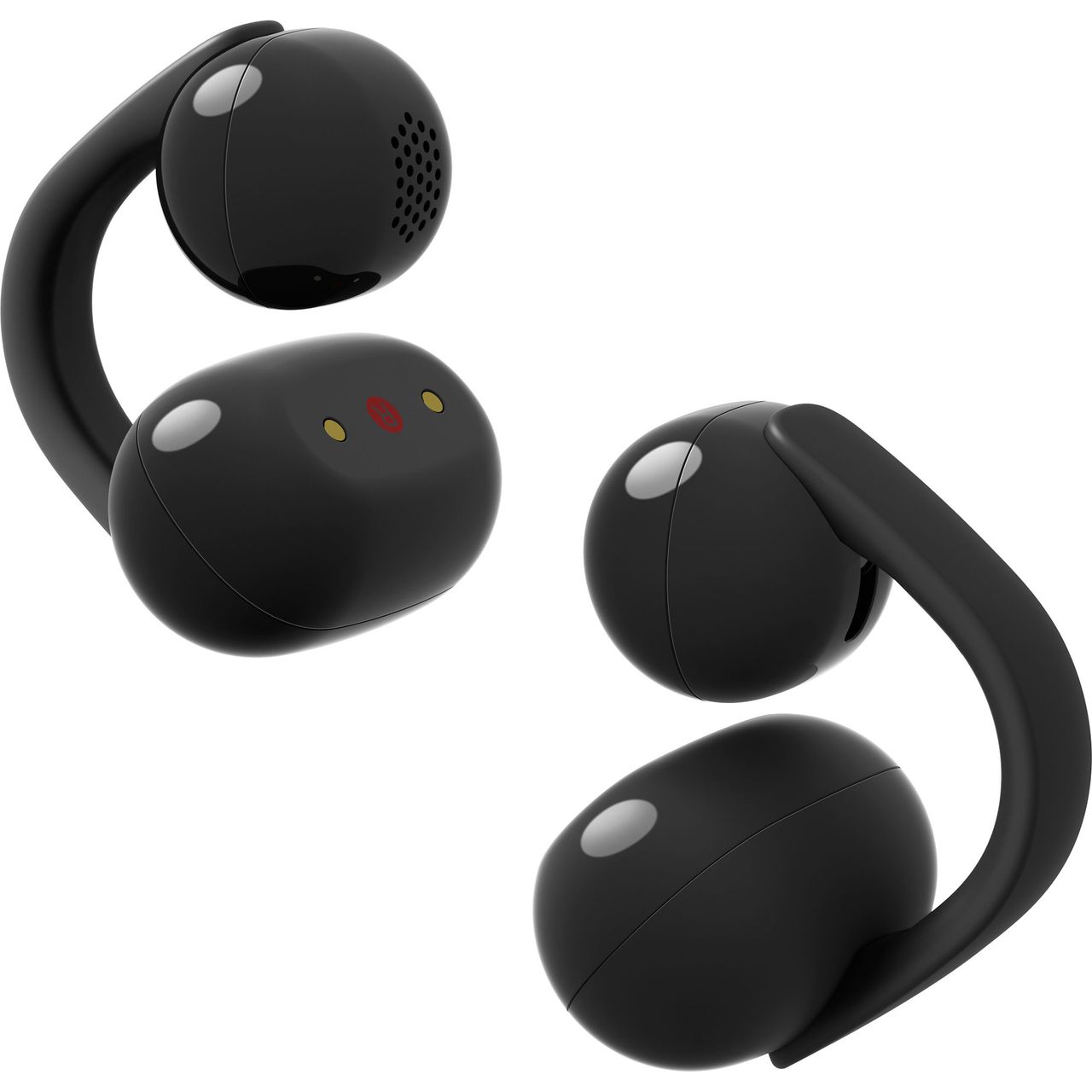 Sony LinkBuds Clip Open-Ear True Wireless Earphones - Black - charging case and earbuds