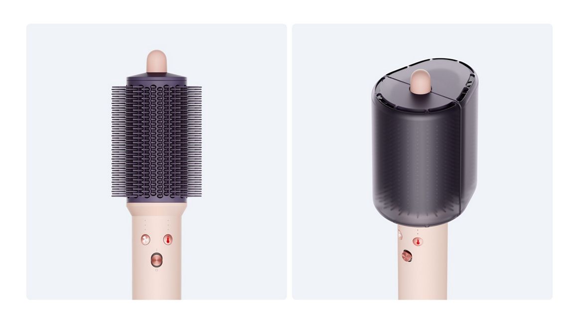 Dyson Airsmooth Hot Styling Brush - Ceramic Pink/Rose Gold - brush head with Bristle protector