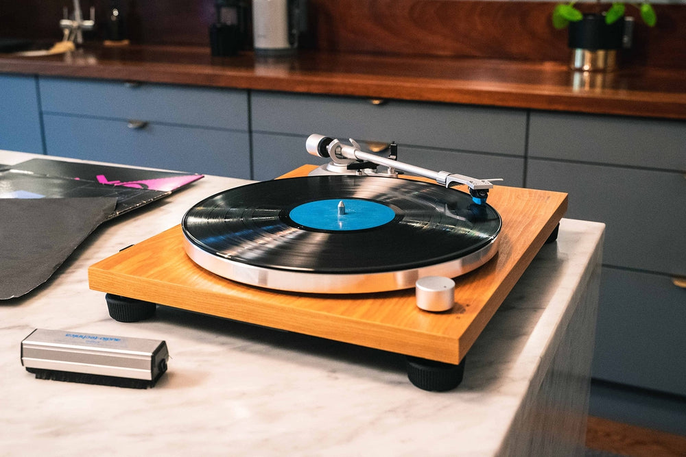 Audio-Technica AT-LPW30TK teak turntable lifestyle view