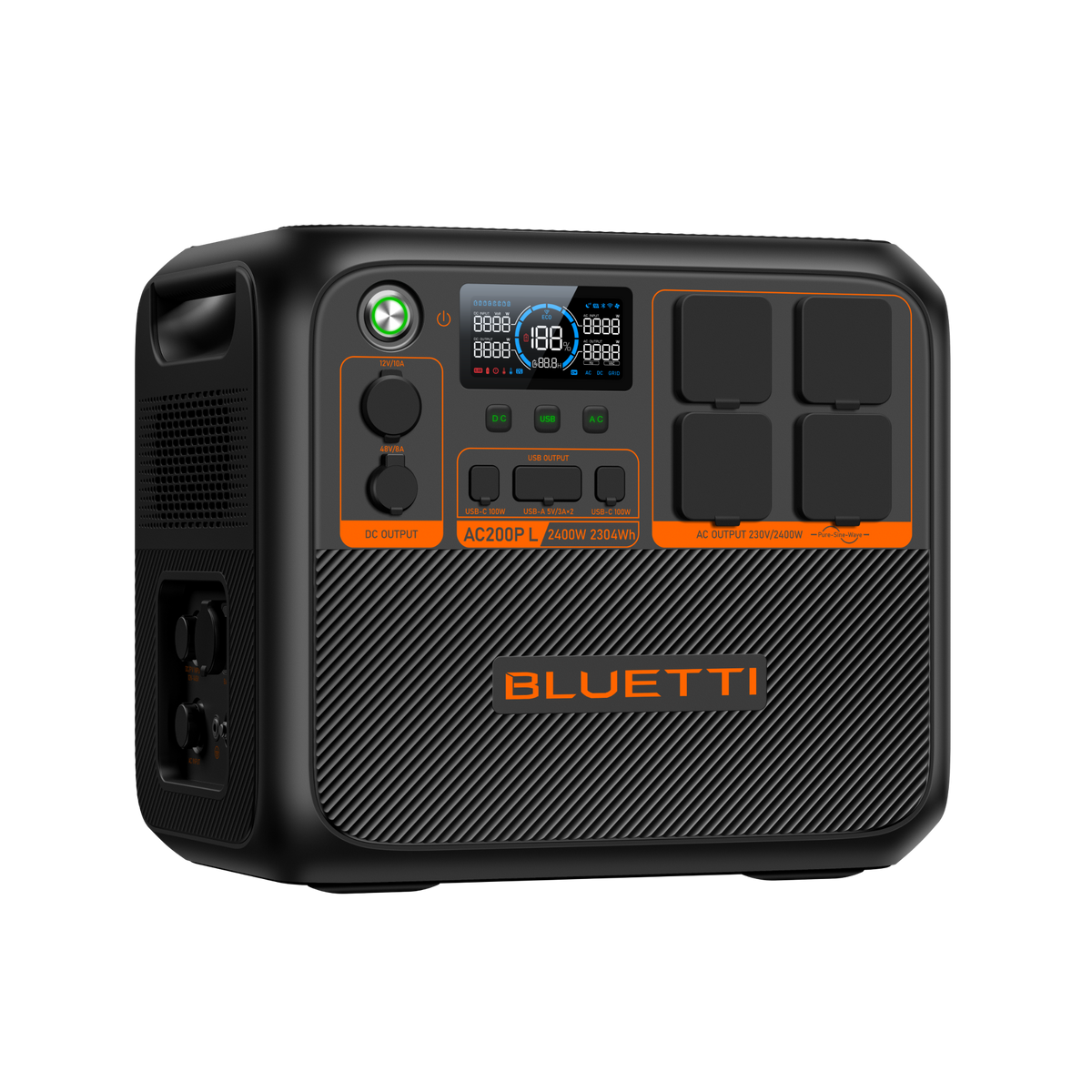 BLUETTI AC200PL 2,304Wh 2,400W Expandable Power Station - side panel and expansion port