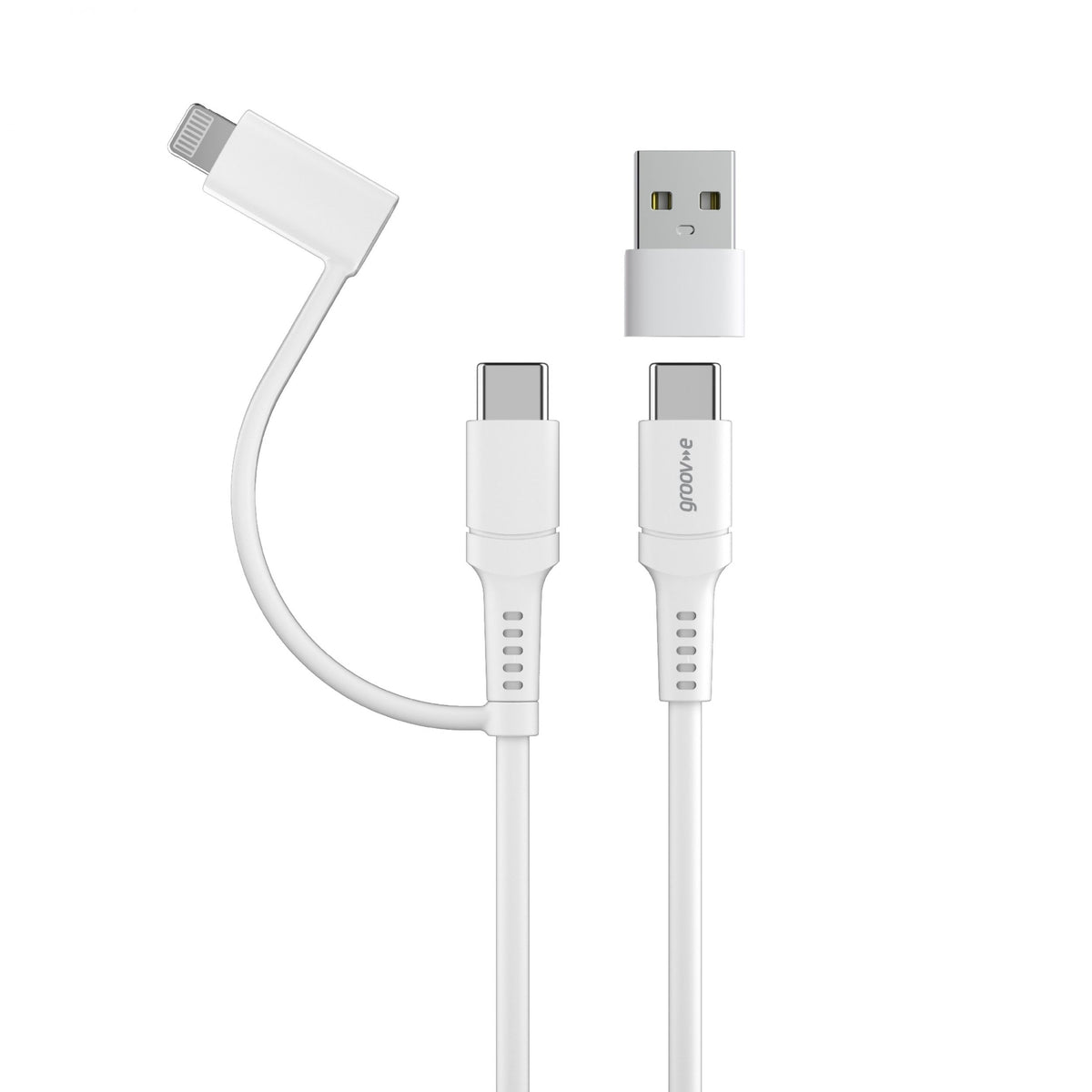 Groov-e USB-C to 3.5mm AUX Adapter White - official product image
