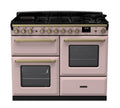 Rangemaster Estel Deluxe 110 Dual Fuel range cooker in Pale Pink with Antique Brass trim