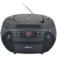 Groov-e Traditional Boombox CD Cassette and FM Radio Black - official product image