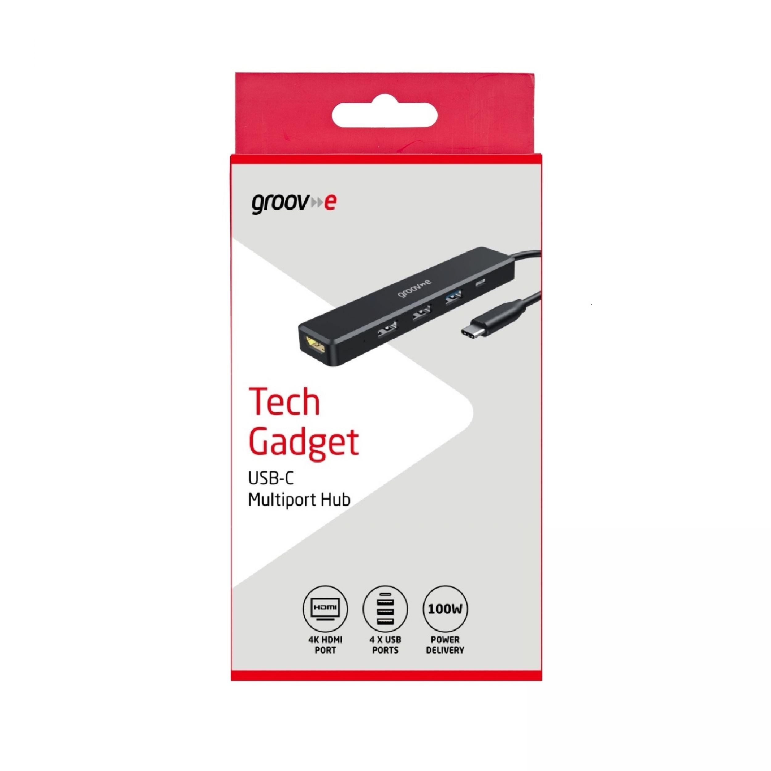 Groov-e 5-Port USB-C Hub with HDMI and 3 USB-A Ports Black - official product image
