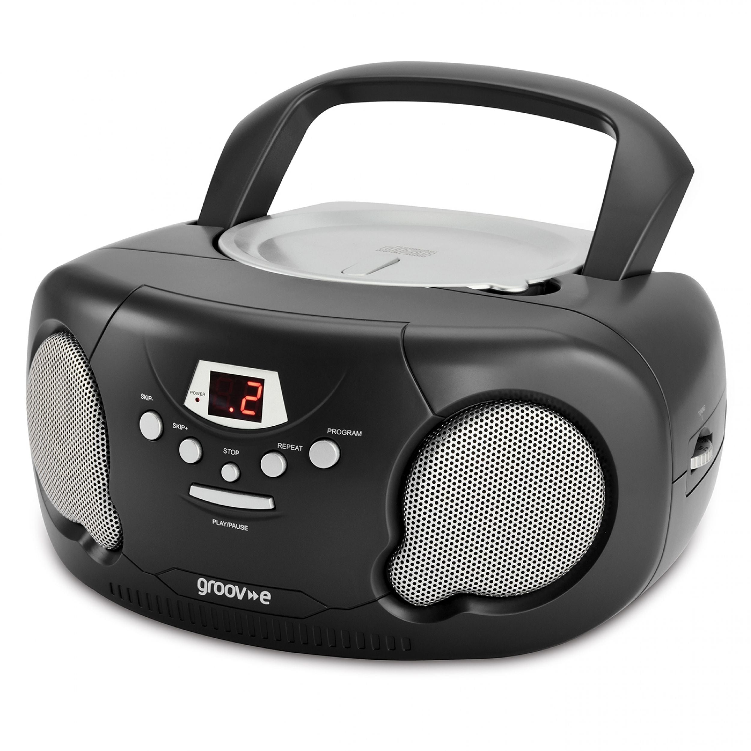 Groov-e Original Boombox CD Player with AM/FM Radio Black - official product image