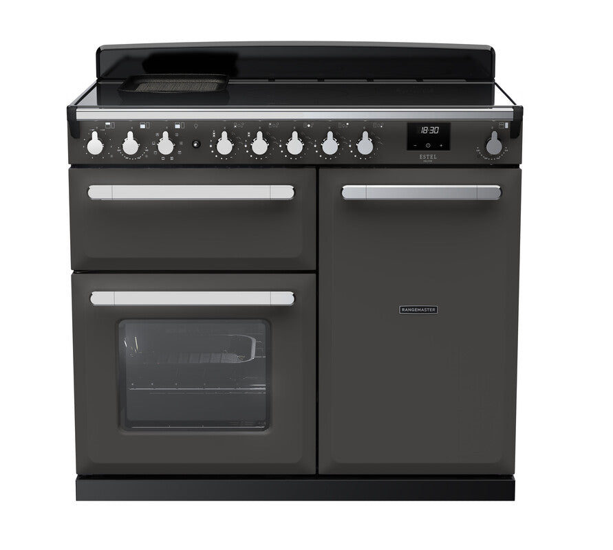 Rangemaster Estel Deluxe 100 Induction range cooker in Slate with Chrome trim