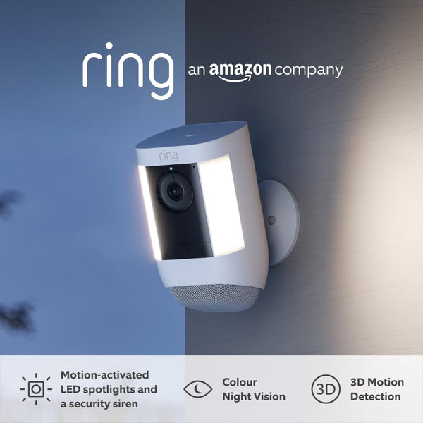 Ring White  Spotlight Cam Pro, Battery Outdoor Camera | B09DRCXV4C