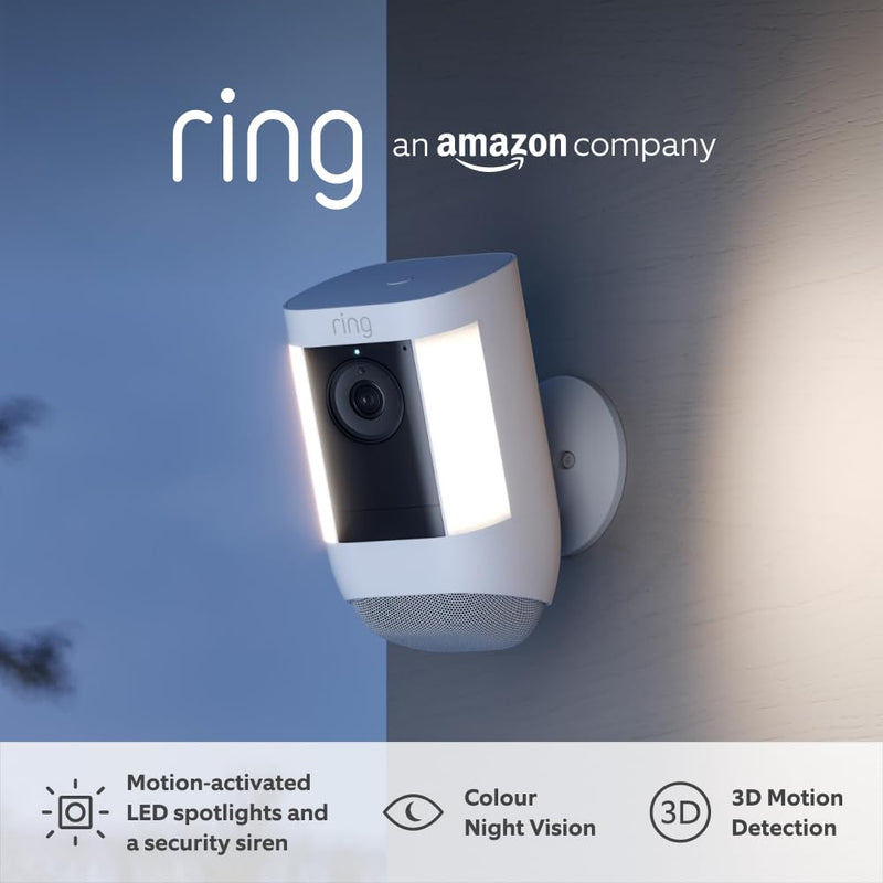 Ring White  Spotlight Cam Pro, Battery Outdoor Camera | B09DRCXV4C