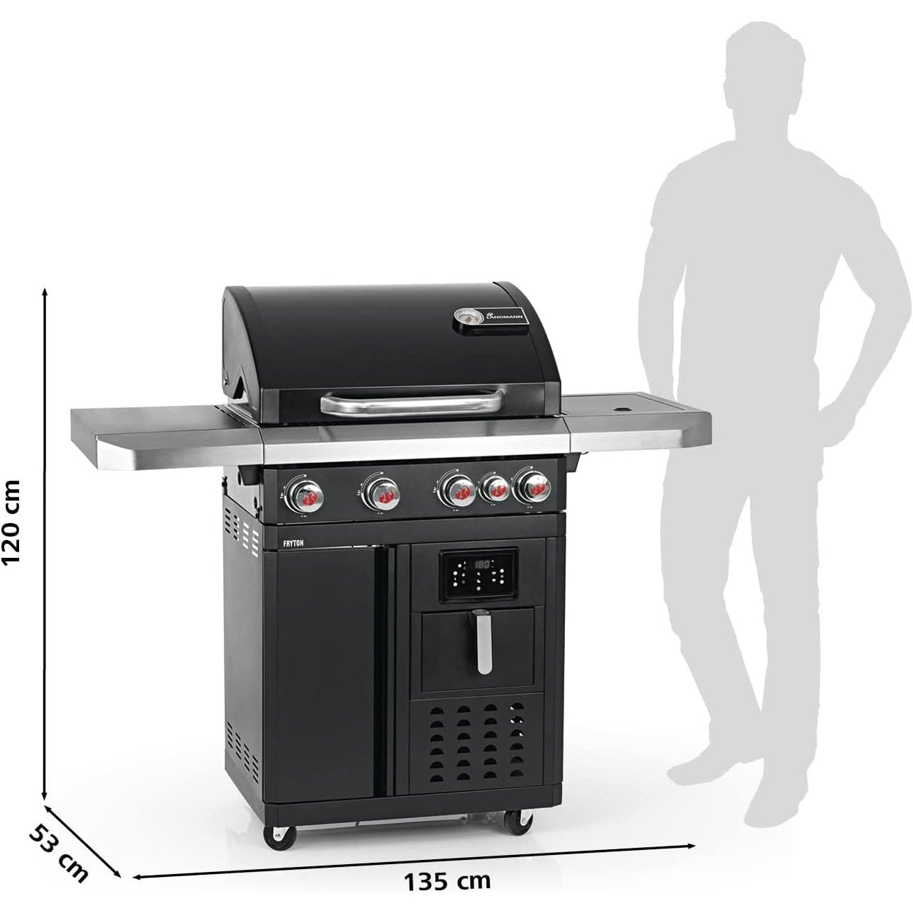Landmann Fryton 4.1 Cast Iron Gas BBQ with Integrated 3.5L Hot Air Fryer | 7982 Landmann Outdoor Grill Euronics Ireland